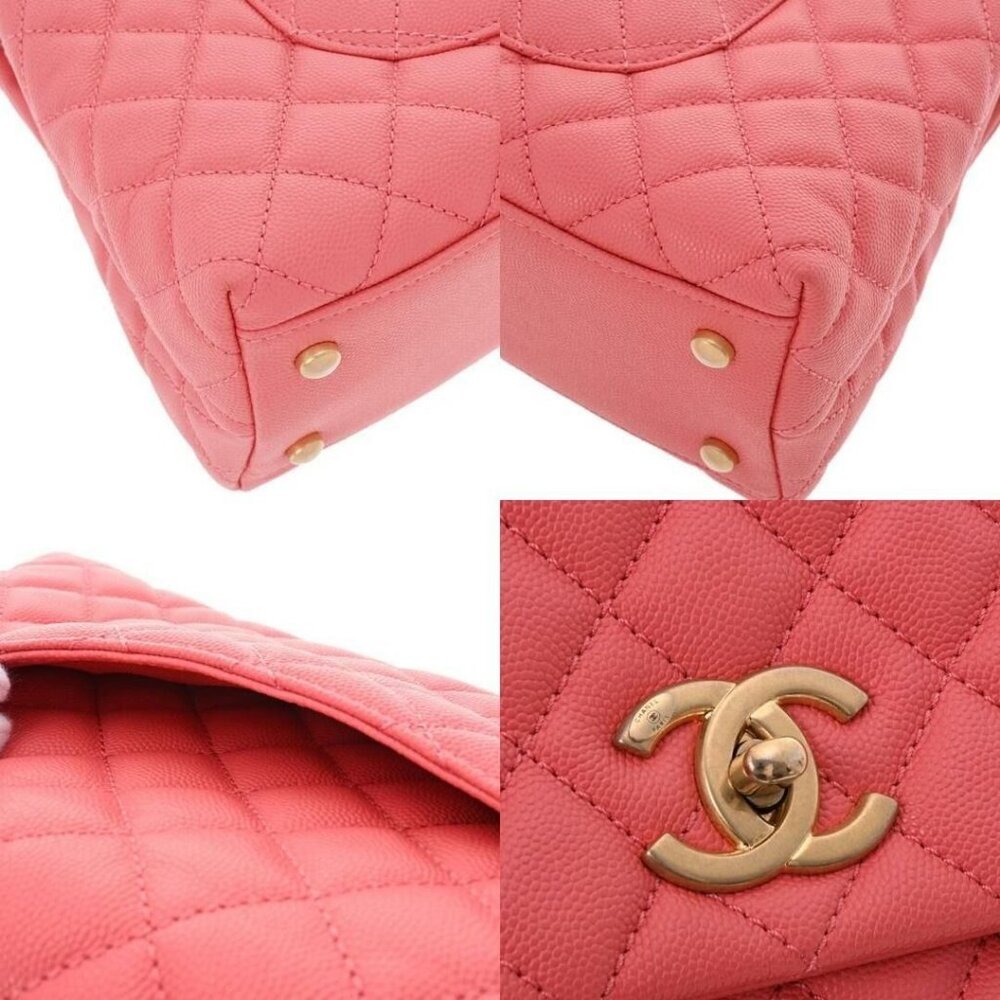 CHANEL Caviar Quilted Coco Chain Handle Flap Bag Pink Purse - Picture 7 of 12